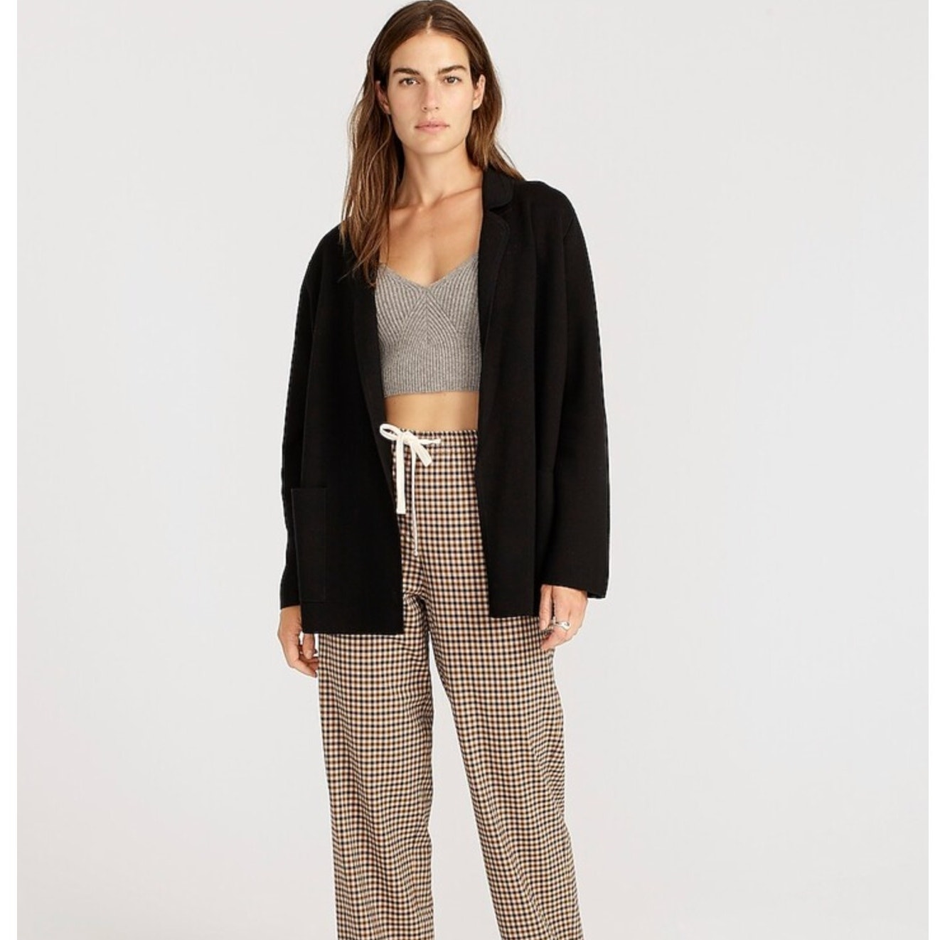 J Crew Eloise Sweater Blazer Black Sz Large 3a53
